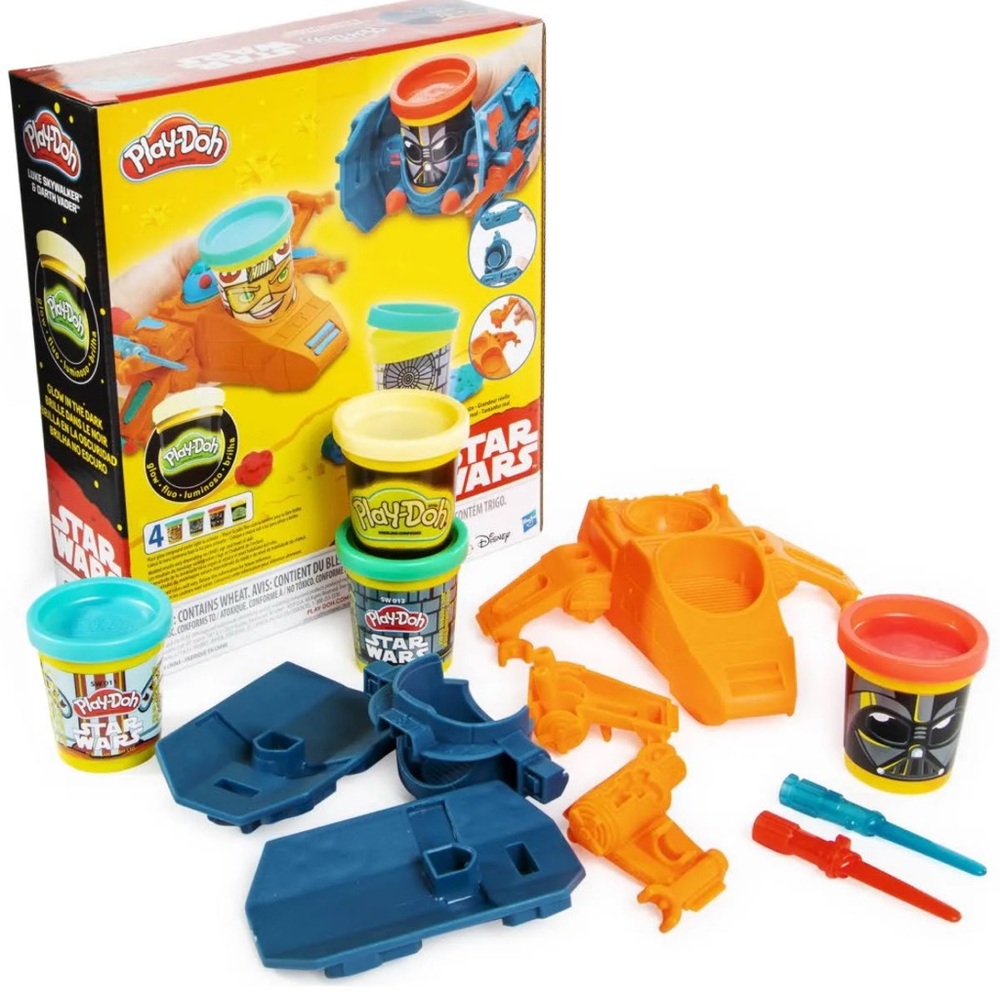 Disney Star Wars Play-Doh Can Heads Skywalker & Vader New Glow in Dark